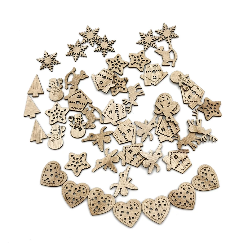 

50PCS Hollowed Heart Pattern Small Natural Wooden Slice Scrapbooking Embellishments DIY Craft Decor Heart Shape Love Wood Chip