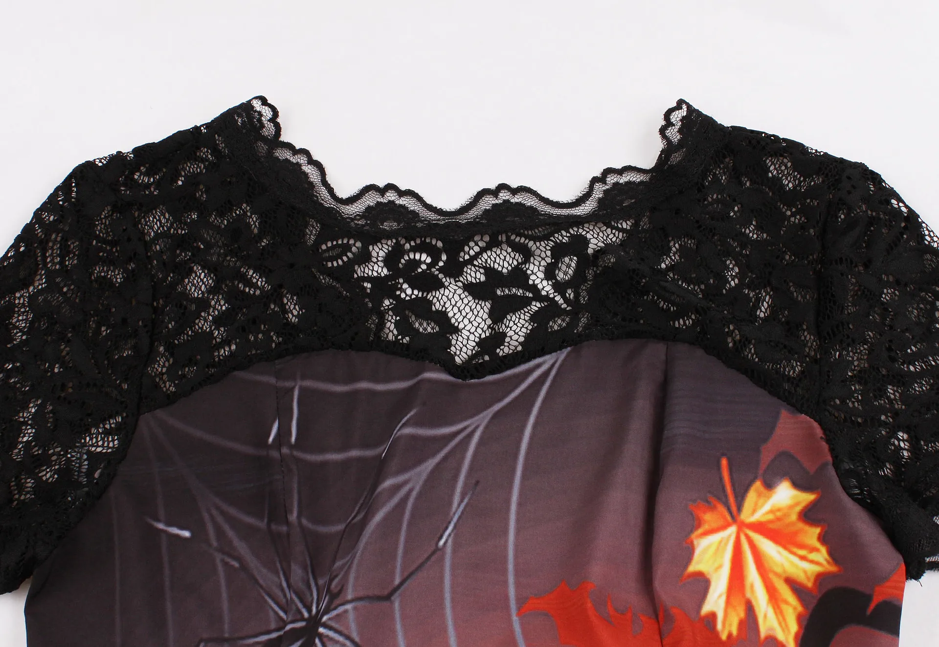 WEPBEL Новое поступление Женская мода короткий рукав А-силуэт Тыква Печать кружева