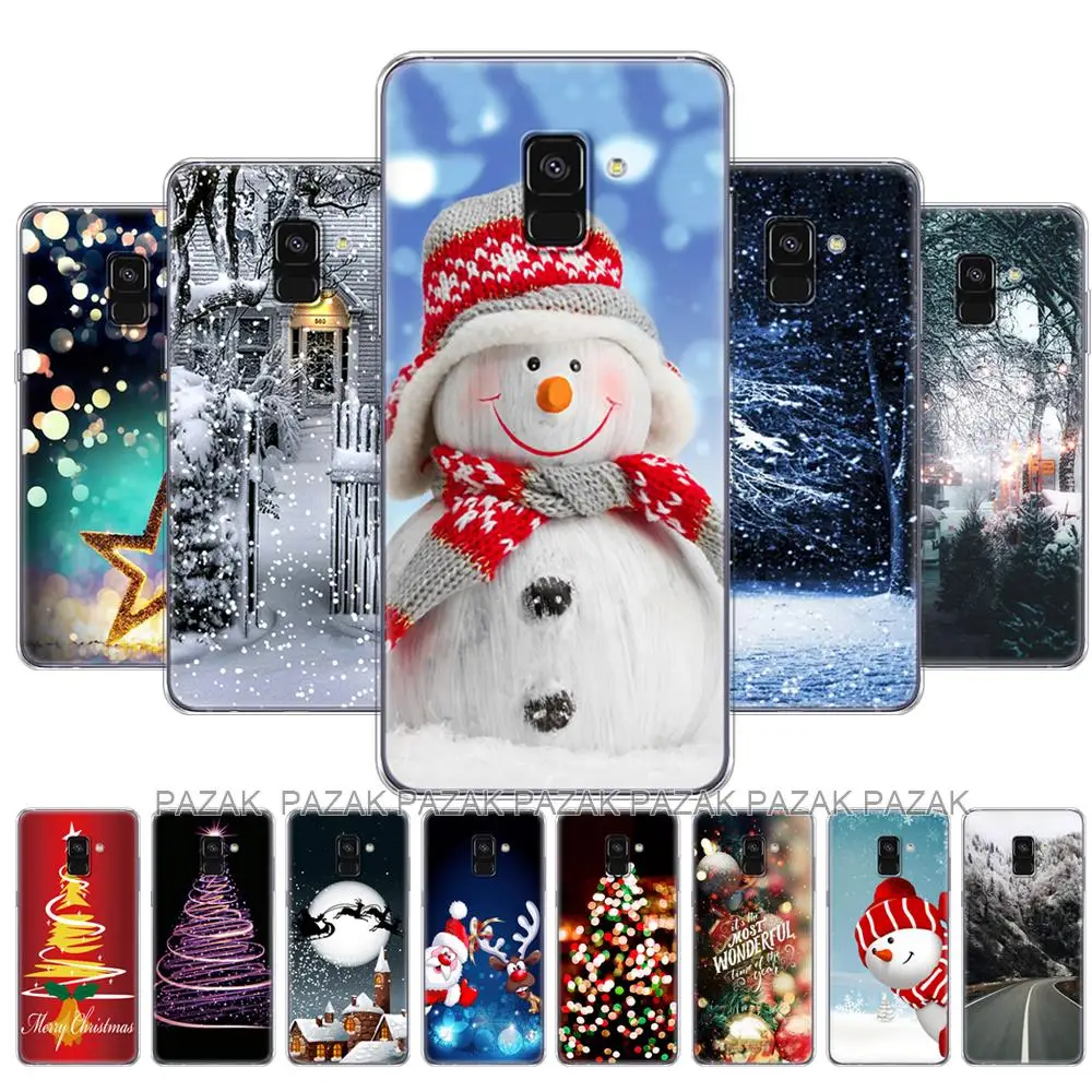 Чехол для Samsung Galaxy A8 2018 A530 A530F чехол телефона Plus A730 A730F зима Рождество Снежная елка