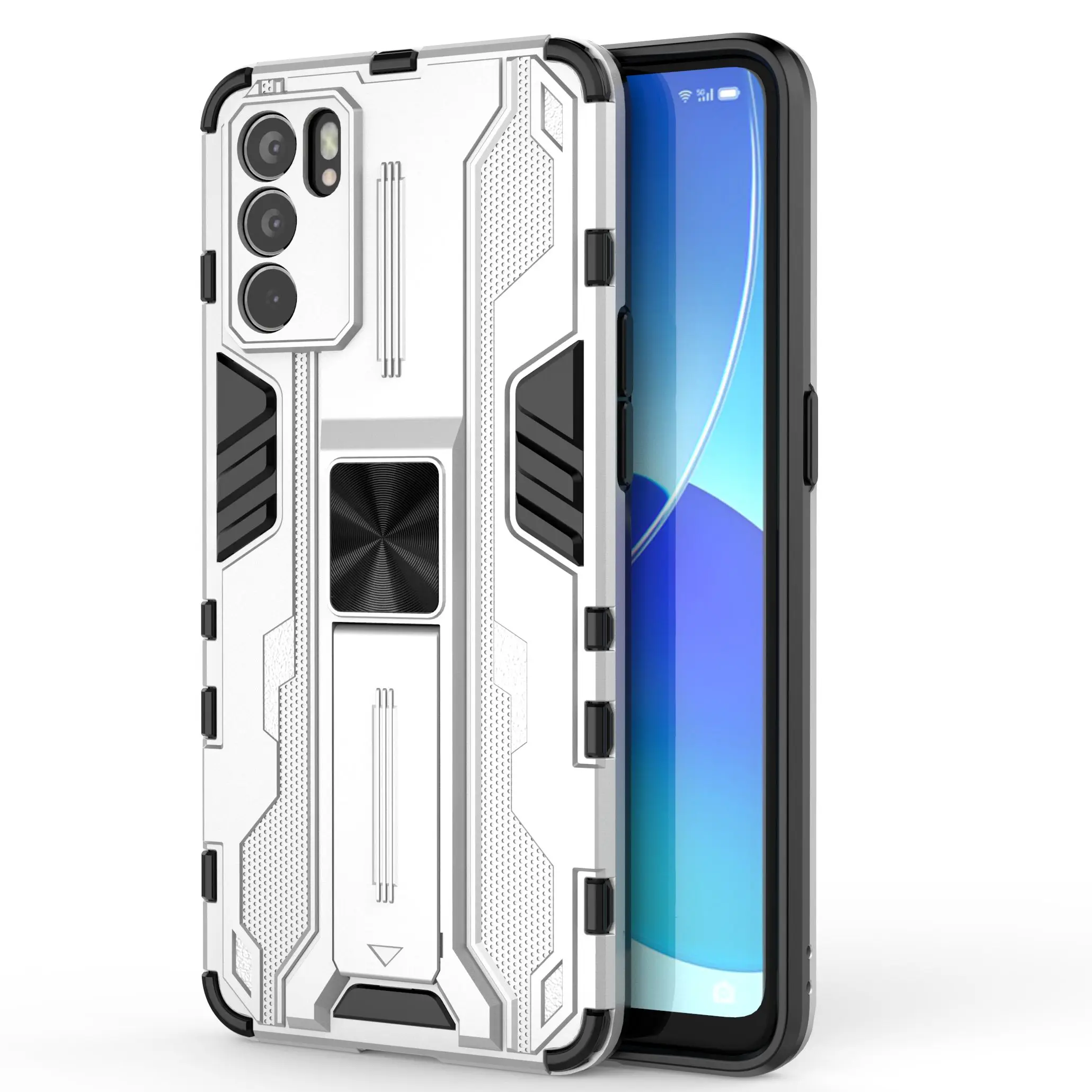 

Fashion Armor Rugged Protection Phone Case For OPPO Reno Find X3 6 K9 5Z 5F 5 F19 Pro Plus Lite 4G 5G Bracket Shockproof Cover