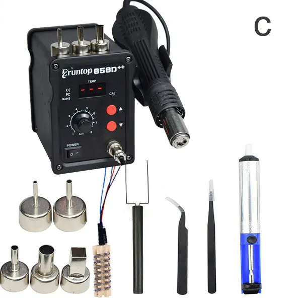 Черный 700 Вт 858D++ ESD паяльная станция светодиодный цифровой SMD паяльник горячий воздушный пистолет обновлен от 858D 858D