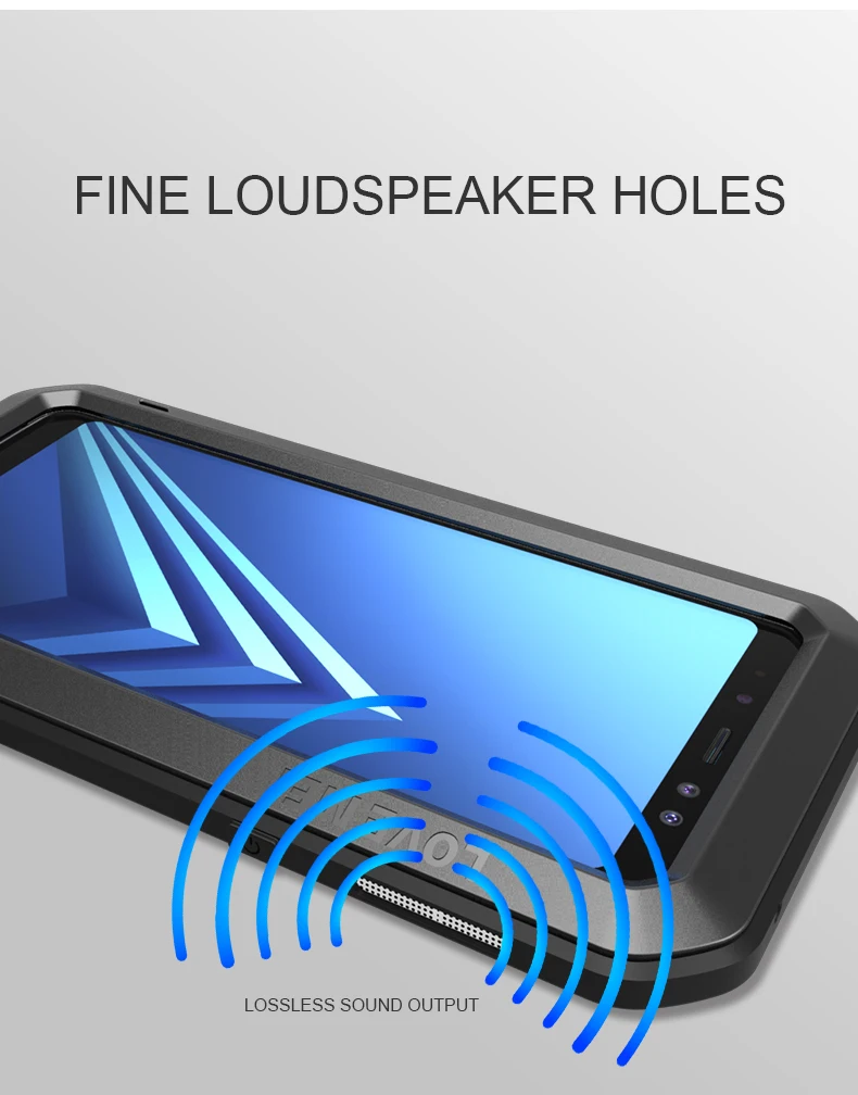 

LOVE MEI For Samsung Galaxy A8 Plus 2018 Case Shock Dirt Proof Water Resistant Metal Armor Cover Phone Case + Toughened glas