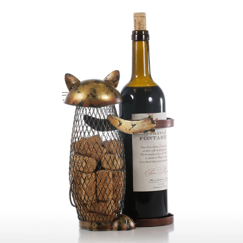  Cat Shaped Wine Bottle Bracket Metal Sculpture Rack Holder Practical Stand Shelf Desktop Ornaments | Дом и сад