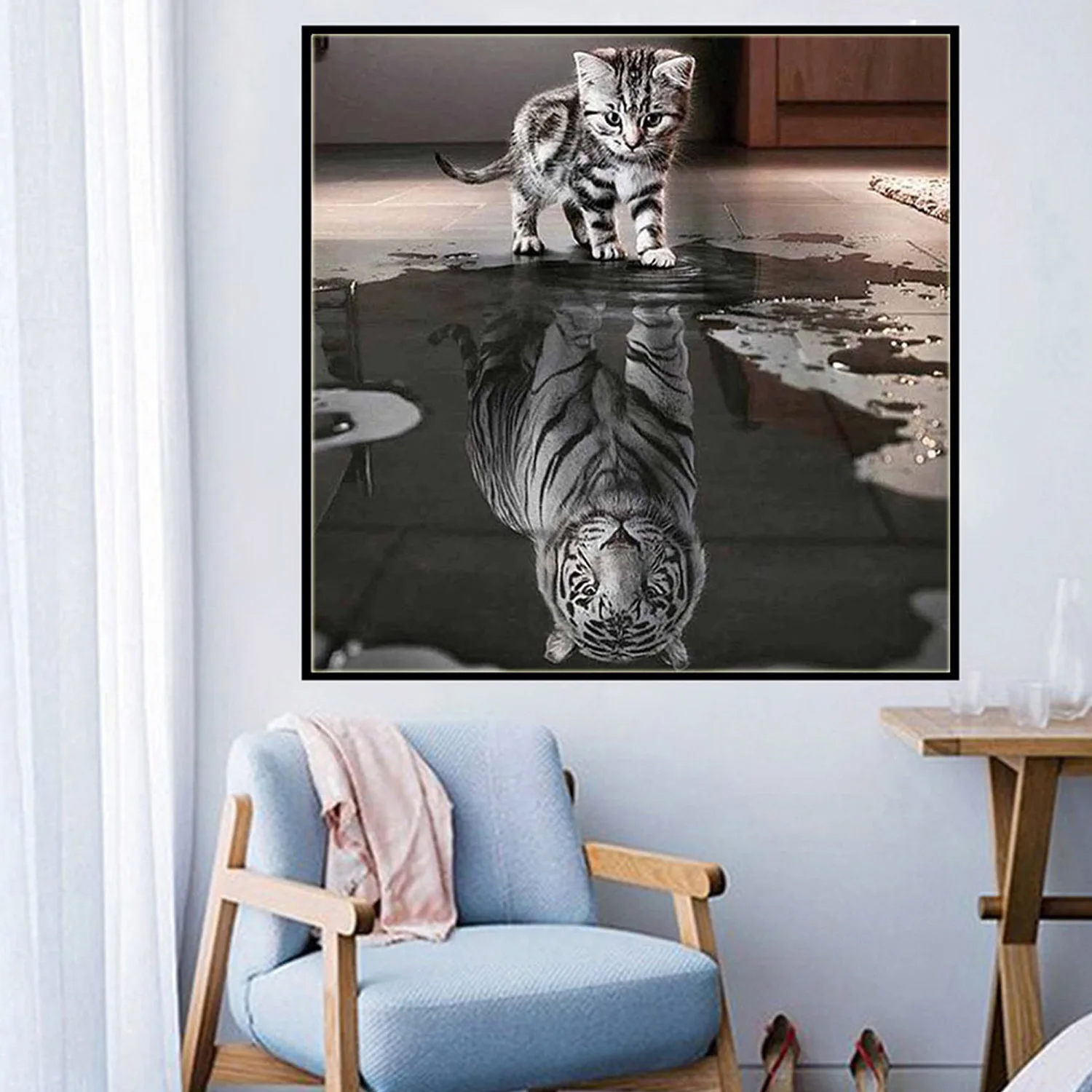 Набор для алмазной вышивки Стразы 5D Детская мозаика кот тигр животные полная