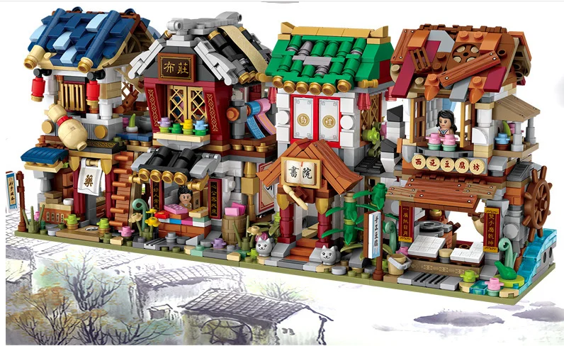 LOZ мини конструктор Древняя улица китайская культура традиционная архитектура