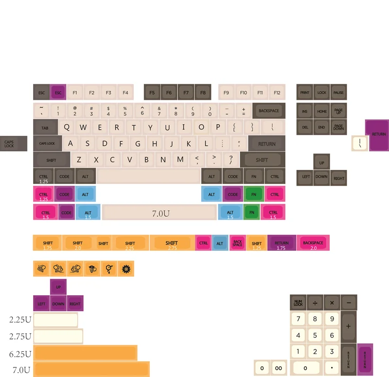 

150 Keys/set Big Bone Keycap For MX Switch Mechanical Keyboard PBT Dye Subbed Key Caps With ISO Enter 7U Spacebar XDA Profile