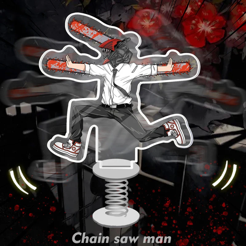 

Anime Chainsaw Man Denji Makima Cosplay Acrylic Stand Model Plate Toy Figure Spring Swing Doll Desk Decoration Props