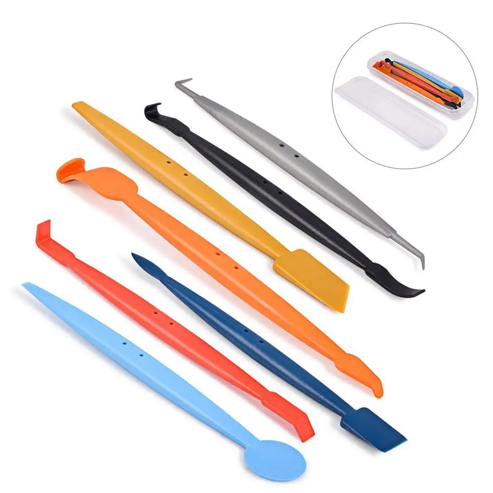 

7PCS Edging Long Stick Magnet Squeegee Car Wrap Magnetic Film Sticker Stick Micro Carbon Tool Scraper Kit Tint Wrapping Set R5G0