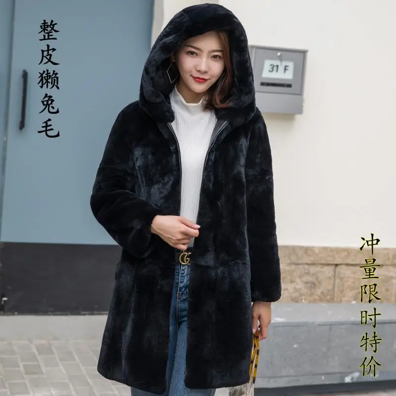 Natural Real Whole Rex Rabbit Fur Coat Women Jacket Outwear Winter fur Coats | Женская одежда