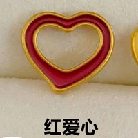 1pcs new solid pure 24kt 3d yellow gold pendant women enamel heart bead 0 1 0 2g 8mm