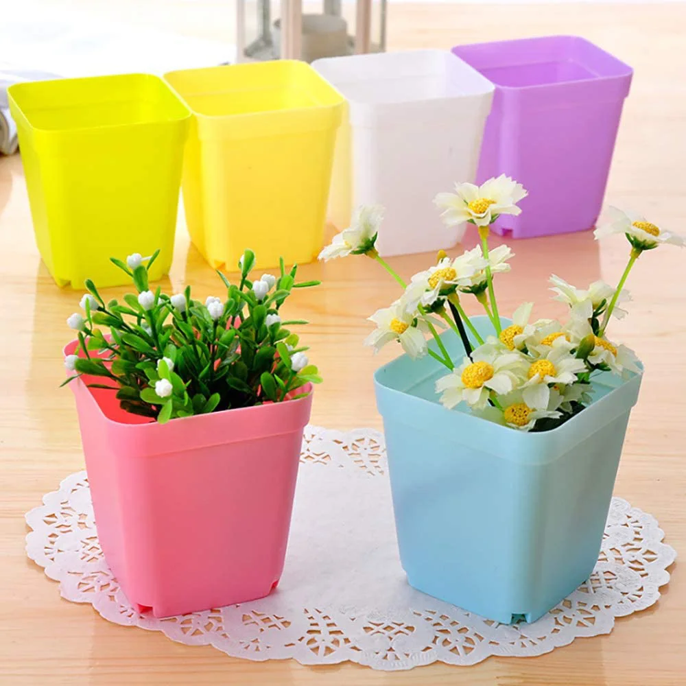 

With Saucers Home Flower Pot 24PCS Mini Square Plastic Plant Flower Pot