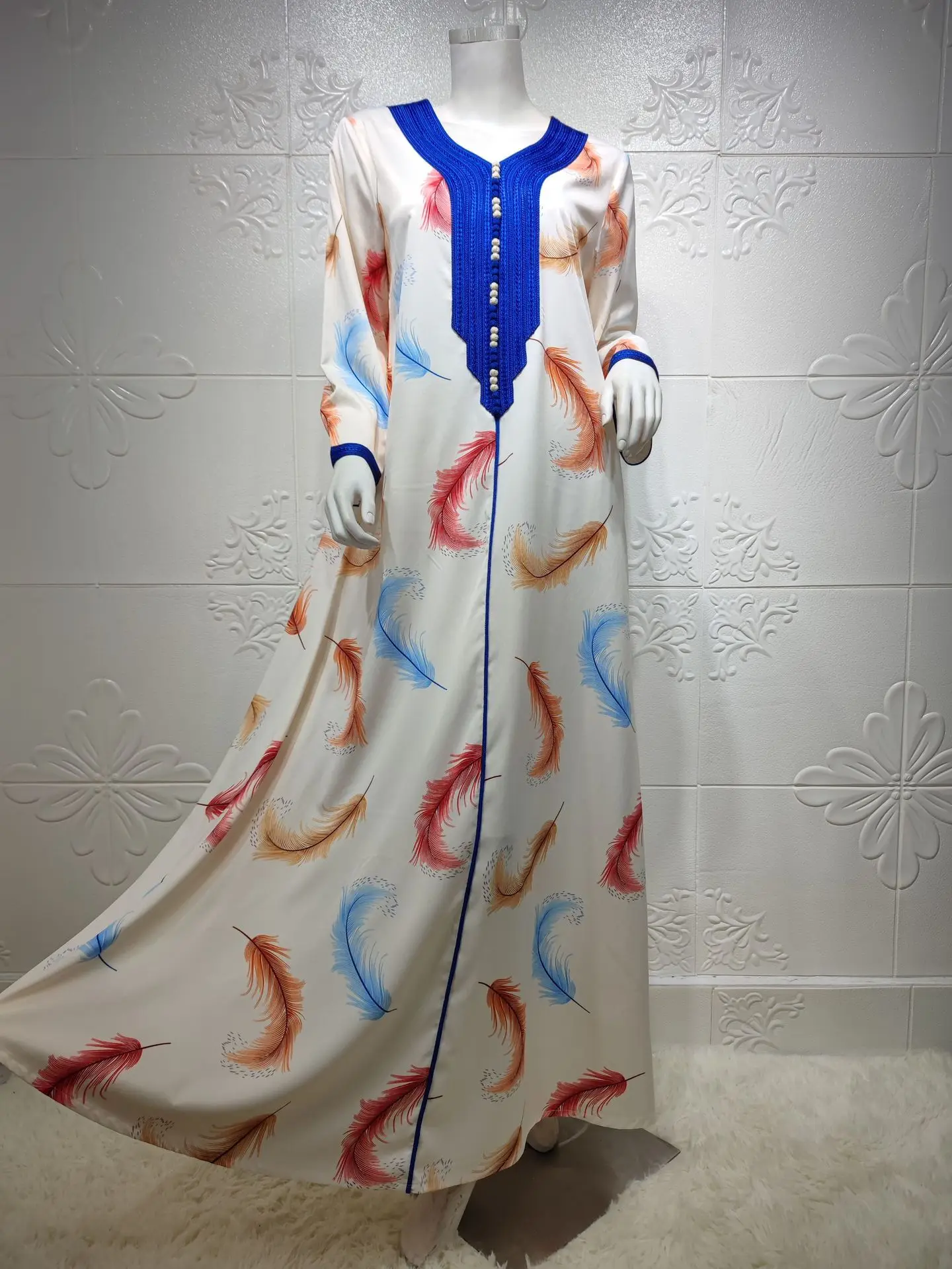 

2021 Middle East Abayakaftan Saudi Arabia Eid Mubarak Women's 2021 New Printed Robe Dubai Muslim Women's Dress