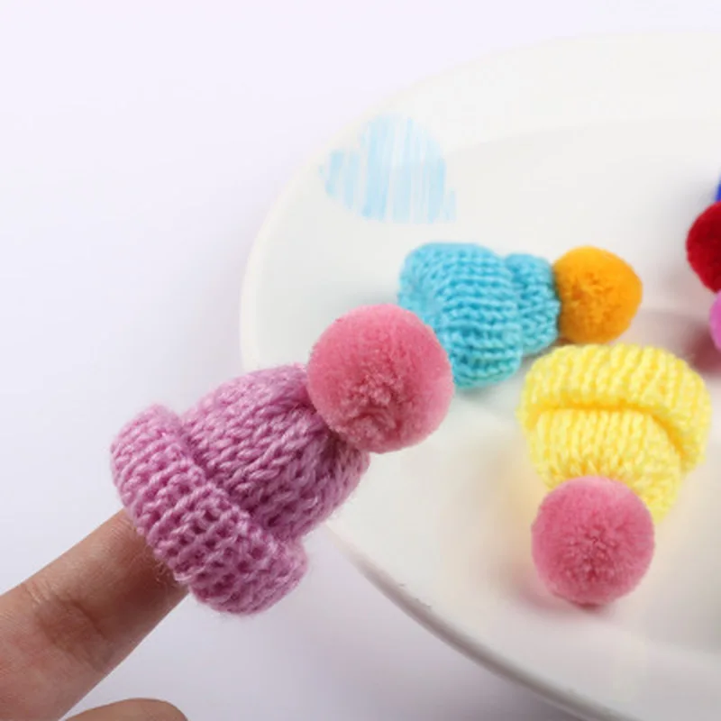 Миниатюрный Плюшевый шарик вязаная шапка Одежда для кукол своими руками