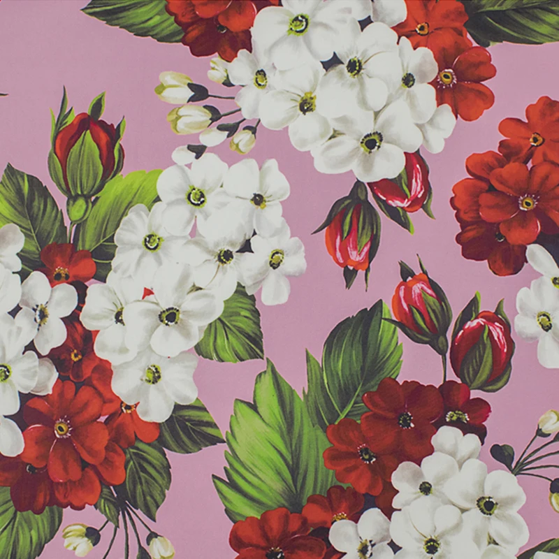 5 ярдов цветочный рынок цифровая печать Ткань из чистого хлопка для платья