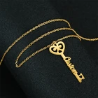 Позолоченный стальной ключ Styli из нержавеющей стали с именем под заказ ожерелье женский свадебный обручальный шейный воротник подарок на день Святого Валентина