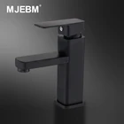 Смеситель для раковины MJEBM, черный квадратный кран для раковины, одна ручка, кран для умывальника, для ванной, туалета