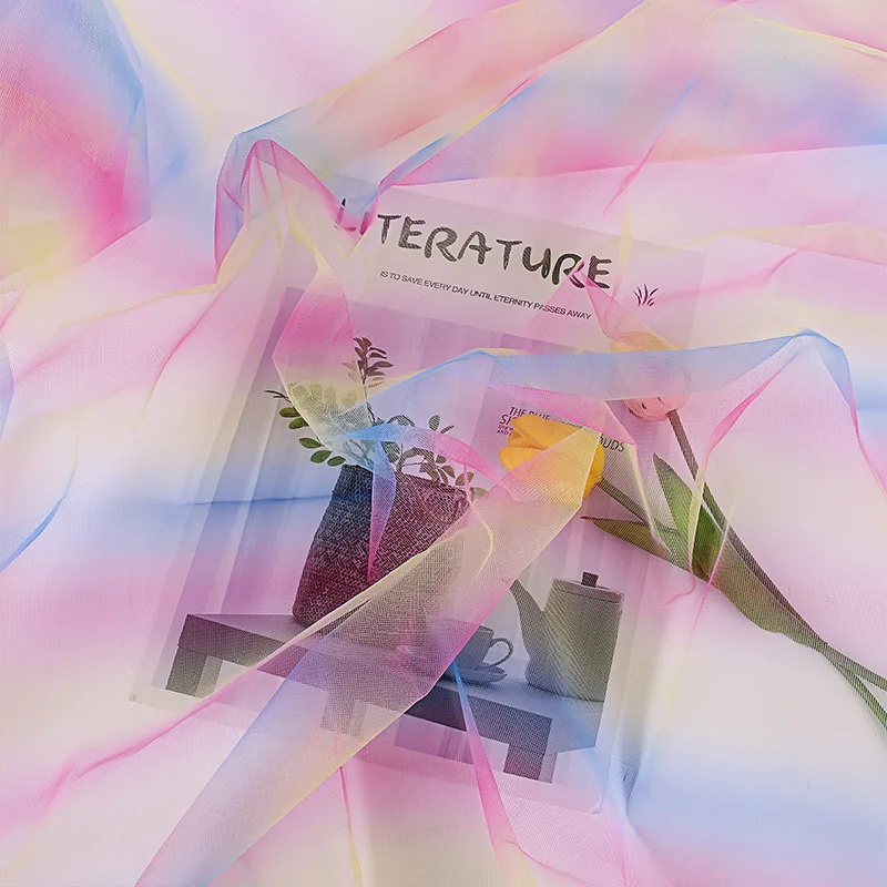 1 м/2 м/5 м ширина 150 см мягкая Радужная цветная Тюлевая сетчатая ткань для банкета