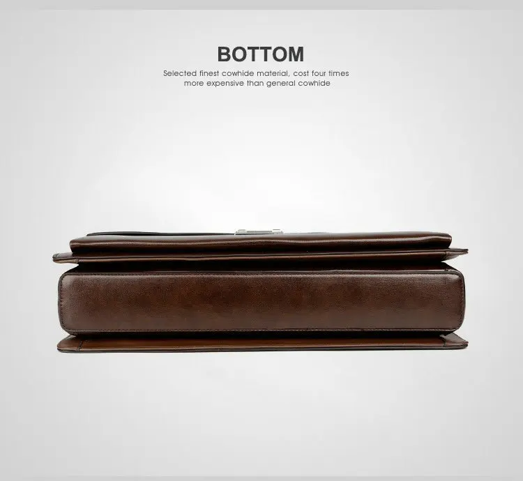 Business Men's Bag Large Capacity Cowhide Leather briefcase Horizon Password Lock Shoulder Messenger Bag