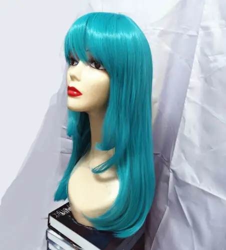 Парик для косплея DBZ Bulma Женский зеленые прямые длинные/короткие волосы
