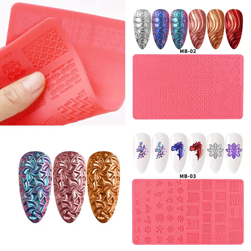 

1pc Silicone Nail Template 3D Relief Decorating Manicure Tool Nail Art Nail Stamp Professional Silicone Nail Mold Nail Art Tools