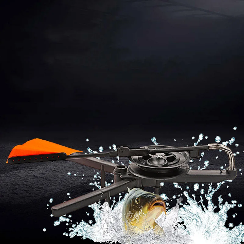 

New Style Fixed Winter Plastic Ice Fishing Flag Marker Rod Tip-Up Hand Free Ice Compact Pole Orange Flag Fishing Accessories
