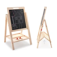 childrens wooden double sided easel standing whiteboard writing desk educational drawing toy learning blackboard