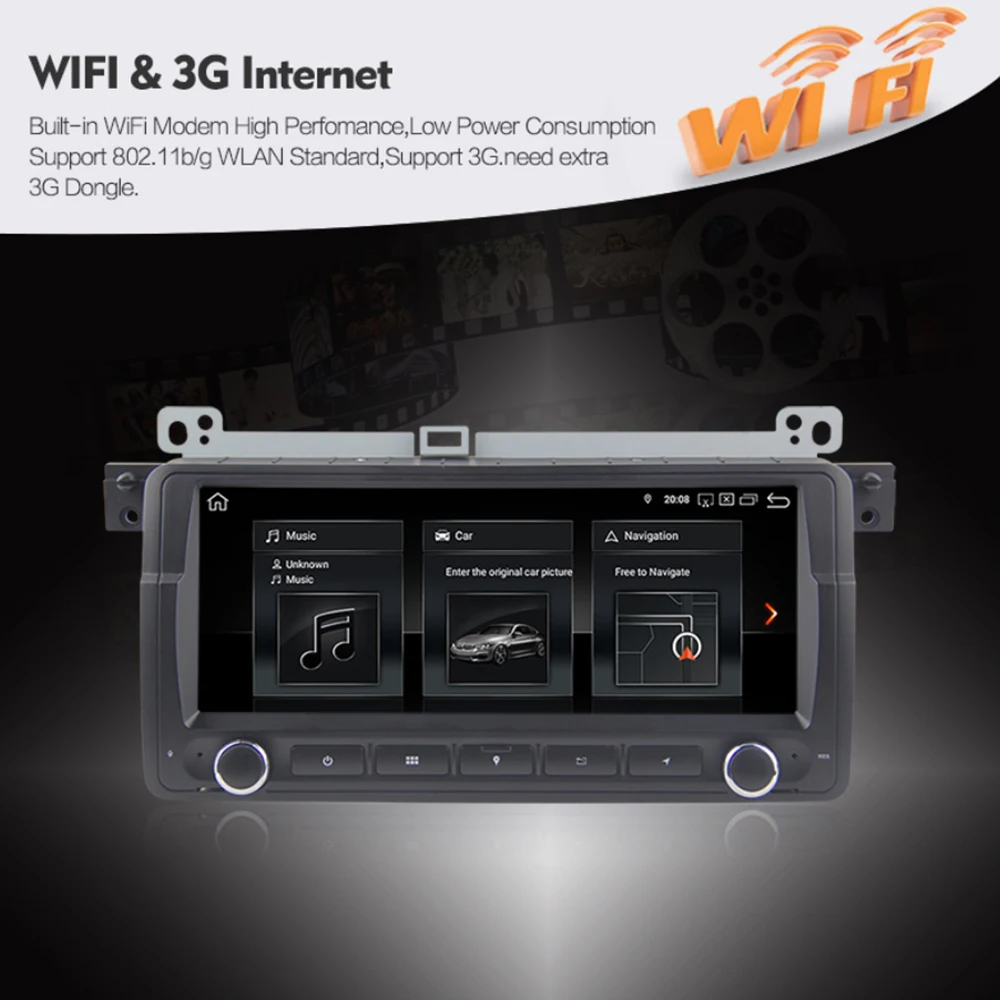 8.8-дюймовое 2Гб 16Гб Автомагнитола Андроид 10.0 ДЛЯ BMW E46 Головное устройство 2дин Мультимедийный плеер FHD DSP Видео DC Минитор FM ON.