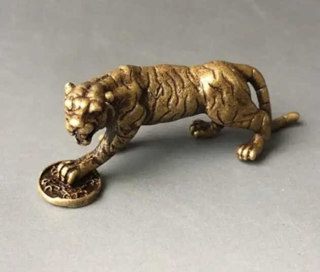 

China's archaize pure brass tiger small statue #6