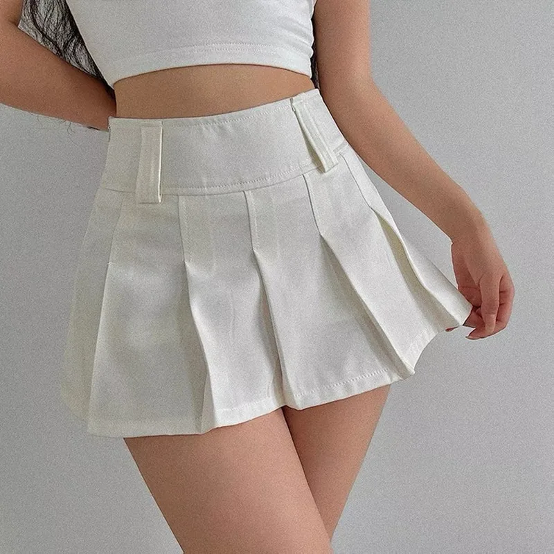 

Streetwear Summer White Mini Skirts Y2k High Waisted Black Tennis Skirt Shorts School Girl Black Pleated Skirt A-line Skirt