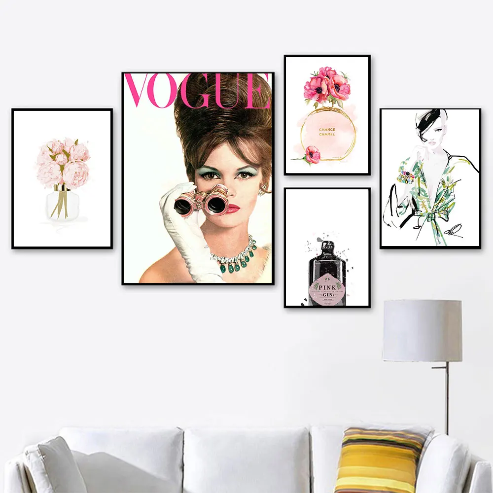 

Fashion Girl Poster Perfume Flower Canvas Painting Modern Quotes Art Print Norbic Wall Picture For Living Room Home Decor