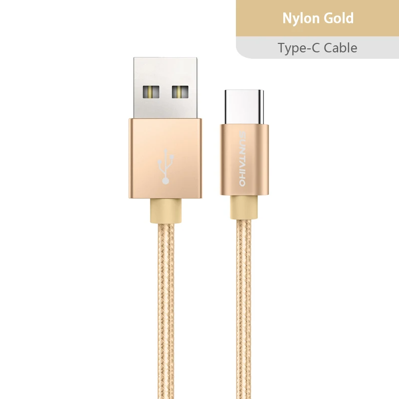 Suntaiho Тип usb C кабель для samsung S10 S9 A50 Xiaomi Redmi Note 8 Pro быстрой зарядки Тип-C Зарядное устройство мобильного телефона кабель с разъемом usb-c - Цвет: Gold