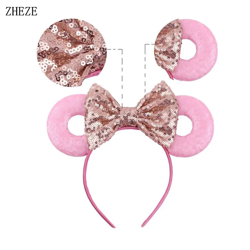 

New Cute Mouse Ears Headband Festival DIY Girls Hair Accessories Donut Christmas Wholesale Sequin Bows Party Hairband Mujer