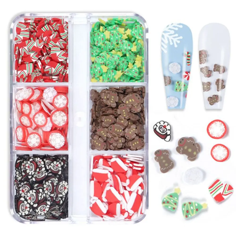 

ornaments winter manicure 6 grid boxed Christmas DIY nail soft pottery nail decoration candy color