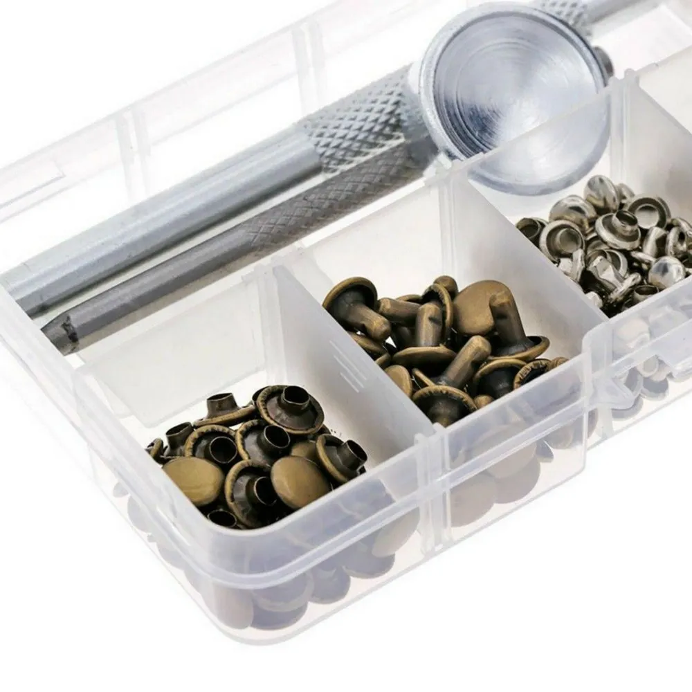 

120 Pcs/set Double-sided Rivets High Quality Rivet Set with Installation Tools Leather Cap Hit Nail Rivets Leather Sewing Tools