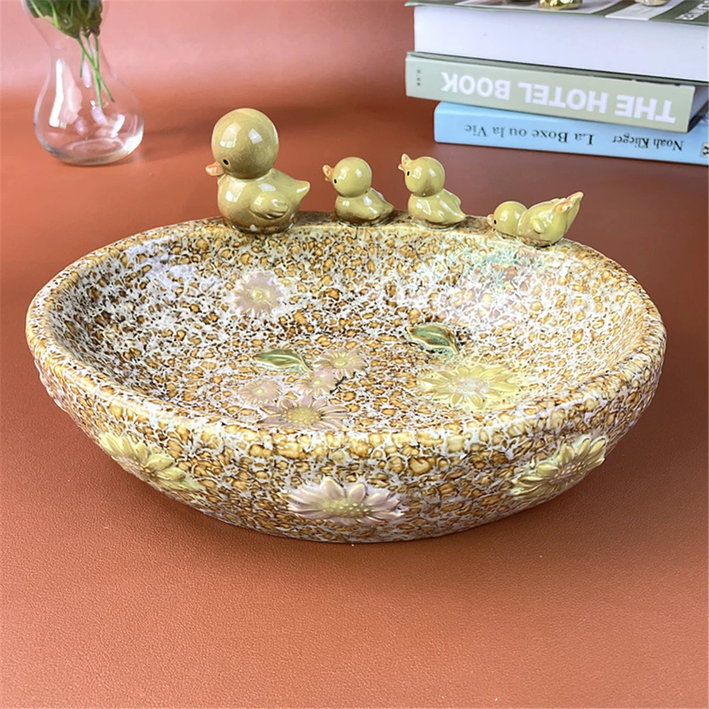 

Duck Family Decor Ceramic Dried Fruit Plate Living Room Desktop Decoration Crafts Storage Tray Home Decor Accessories