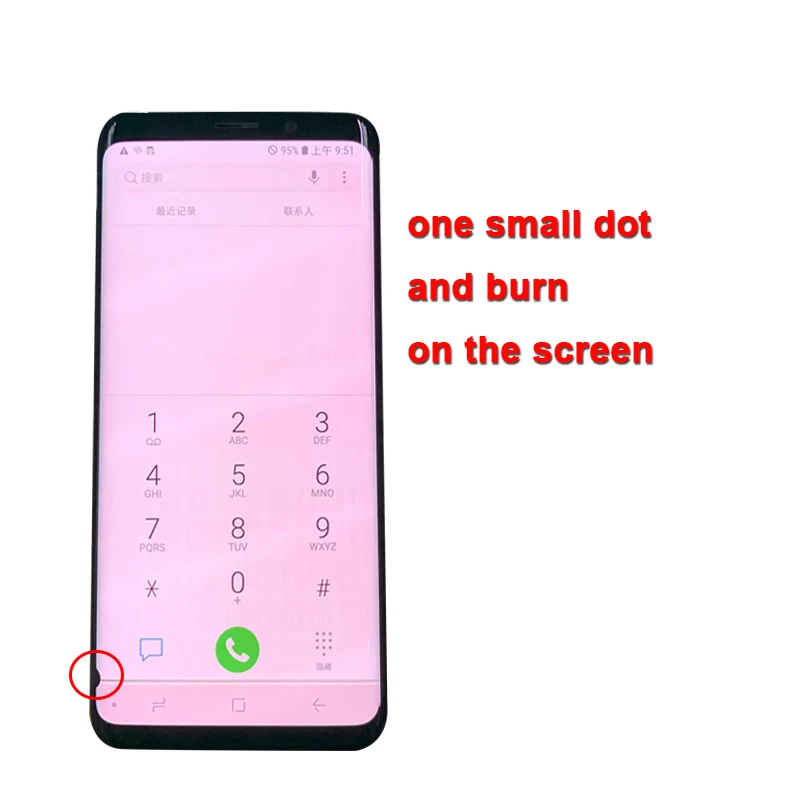 

original LCD display was assembled for the Samsung Galaxy S9 G960 SM-G960F touch screen with dot line burn