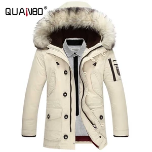 -30 Водонепроницаемая брендовая одежда, пальто, новинка 2021, мужской пуховик с меховым воротником, толстый (зима), сохраняющий тепло, на утином пуху, повседневный Паркер
