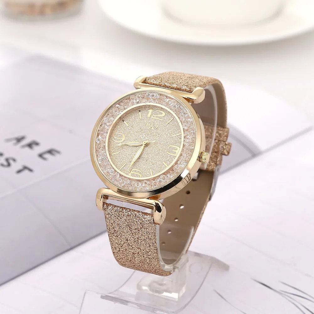 

Luxury Women Watches Fashion Casual Women's Crystal Stainless Steel Analog Quartz Watch Leather Strap Wrist Watch Zegarek Damski