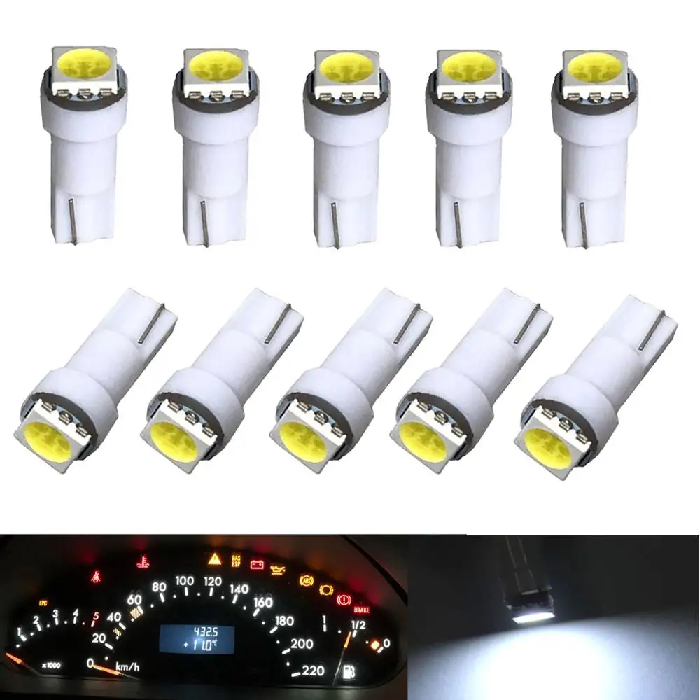 

10 шт., Автомобильные светодиодные лампы T5 5050 SMD W1.2W 74 17 18 37 70 2721