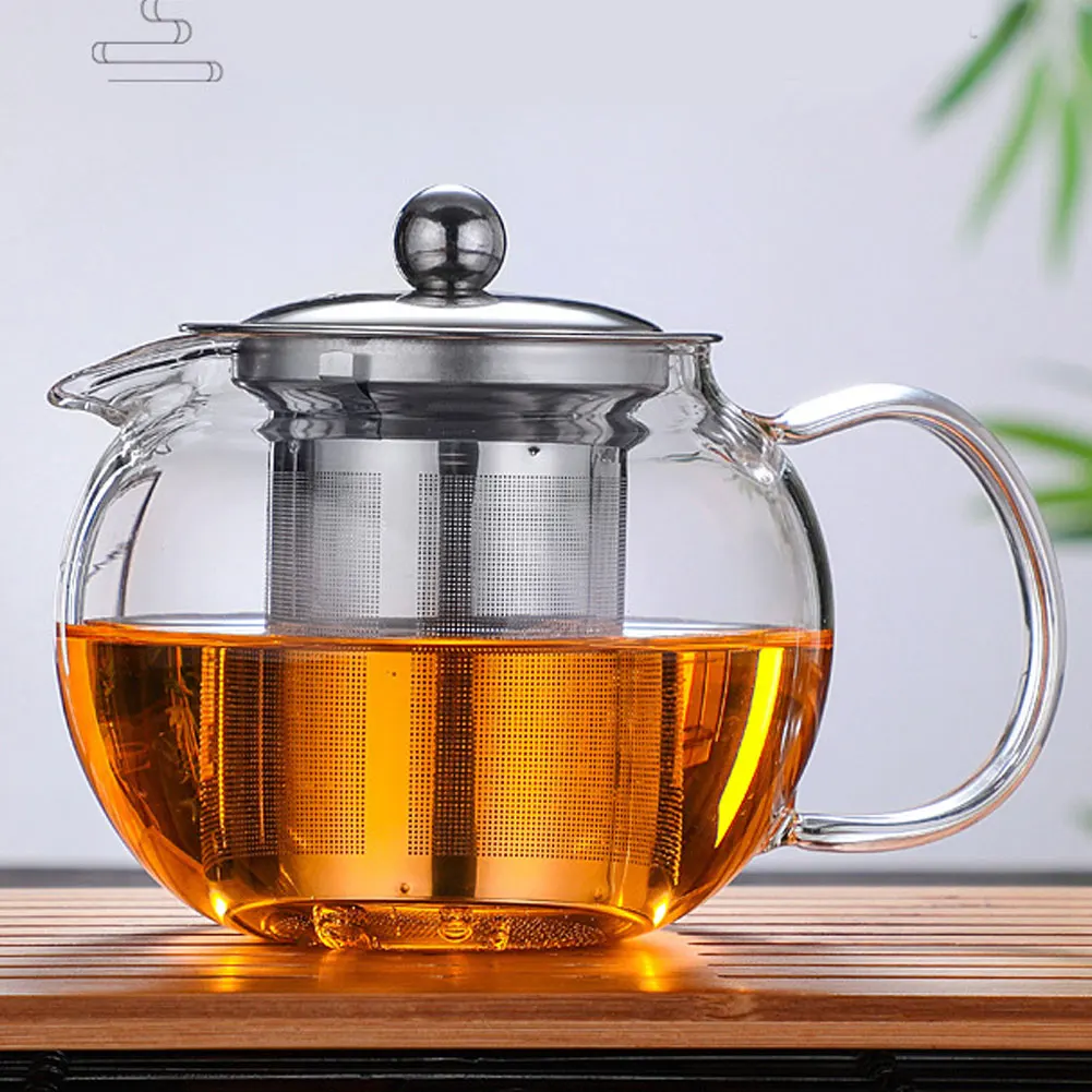 

960ml Transparent Borosilicate Glass Teapot Heat Resistant Tea Pot With Removable Stainless Steel Infuser Flower Puer Tea Set