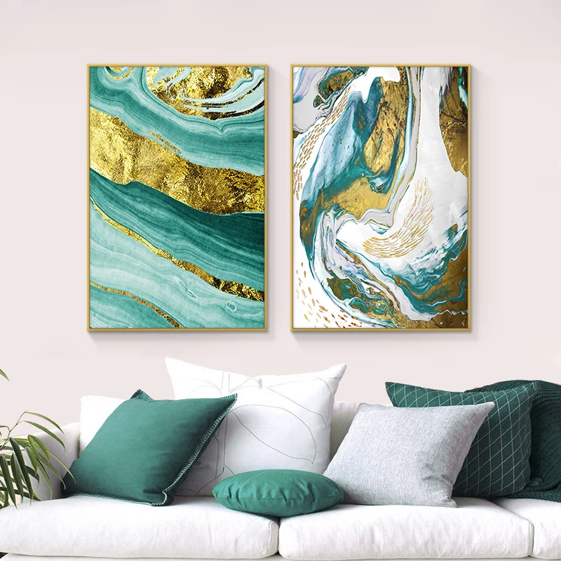 Абстрактная рыба искусство холст живопись плакаты и принты настенное золотой