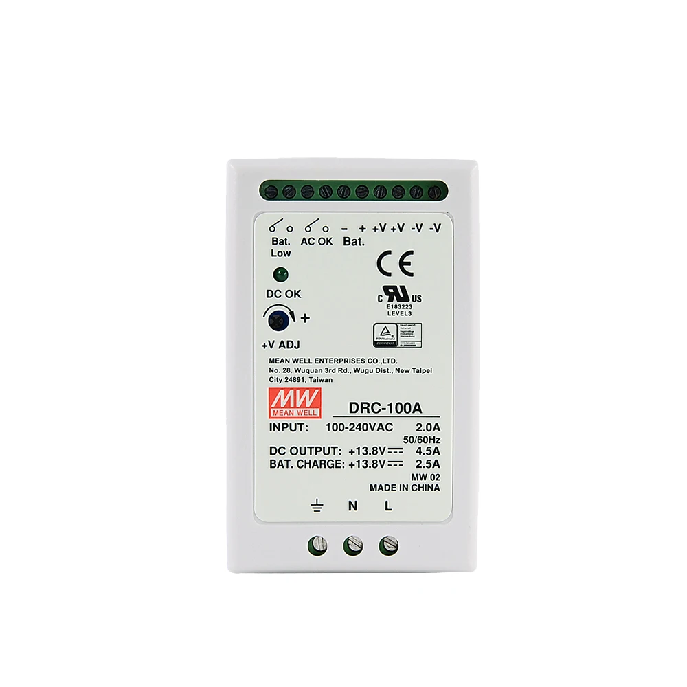 Original Mean Well DRC-100A meanwell 13.8V DIN Rail Security Power Supply 96.6W Single Output with Battery Charger UPS Function