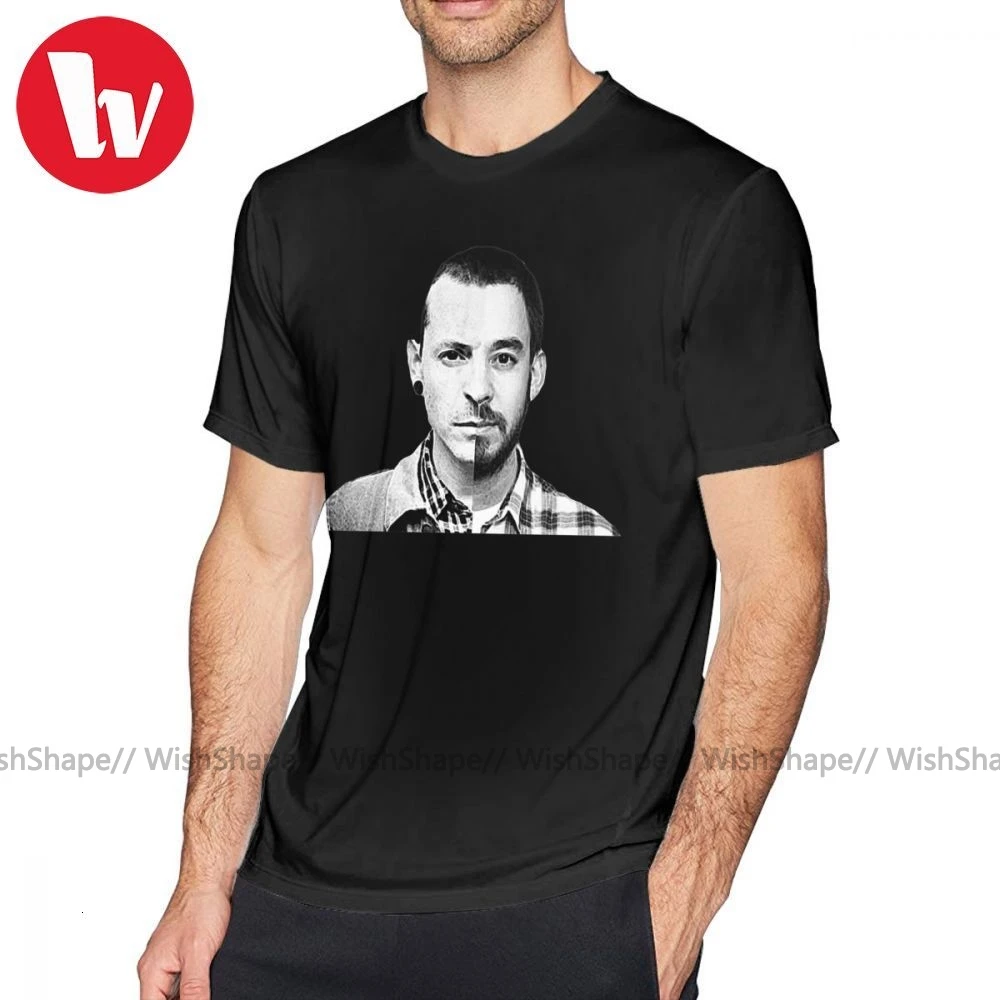 Мужская хлопковая футболка с коротким рукавом принтом Честер Беннингтон