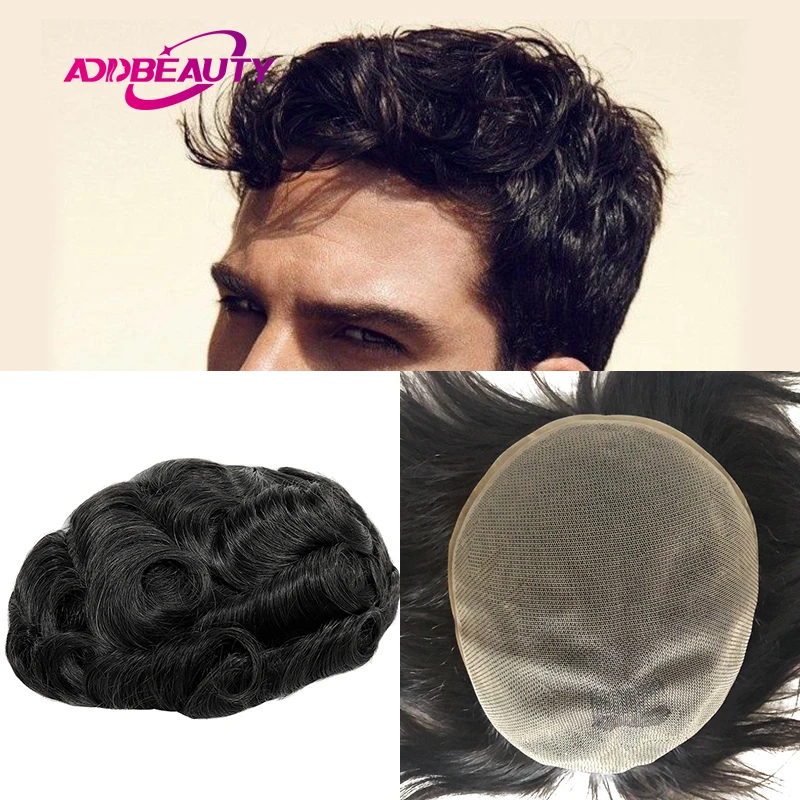 

Парик мужской парик из человеческих волос, Швейцарский парик с прямыми волнами, капиллярный протез, дышащая система волос