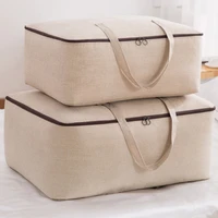 mcao extra large blanket clothing storage bags no odor moisture proof cotton linen fabric collapsible under bed organizer ht0902