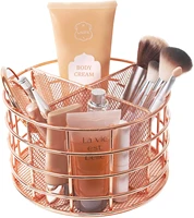 rose gold organizer makeup brush storage cosmetic holder round makeup organizer for vanity 4 compartment