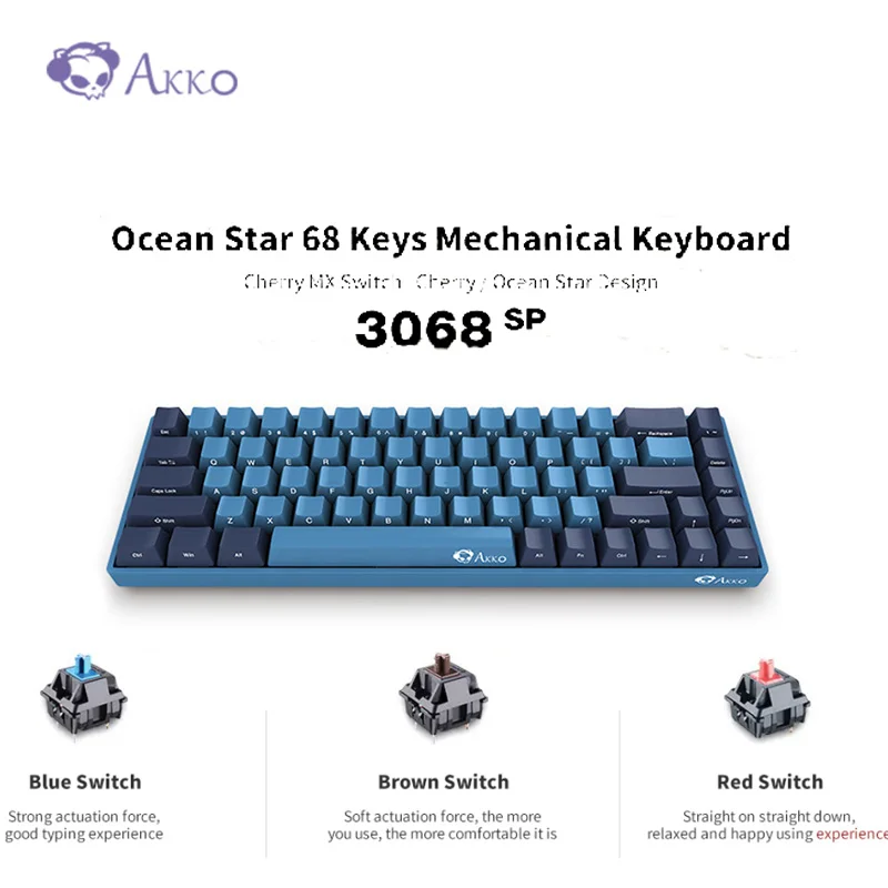 NEW AKKO 3068 SP Ocean Star Gaming Mechanical Keyboard 68 Keys Cherry MX Switch 85% PBT Type C Wired For Computer Gamer |