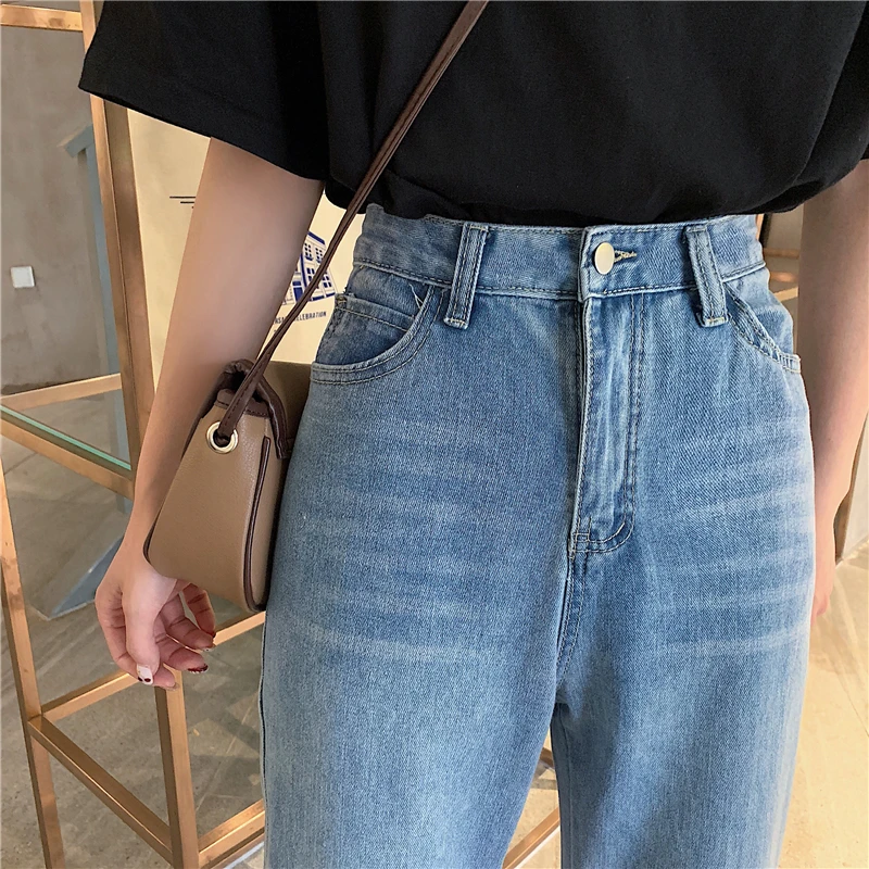 

Jeans Women Loose 2020 New High Waist Straight Thin furcal elegant simple trendy womens trousers chic casual