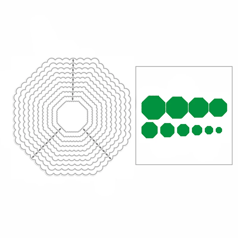 

2021 New Nested Scalloped Octagon Frame Metal Cutting Dies for Scrapbooking Decor and Card Making Paper Craft Embossing No Stamp