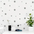 Одноцветные черно-белые серебряные звёздные настенные Стикеры для украшения дома ПВХ съемные настенные наклейки